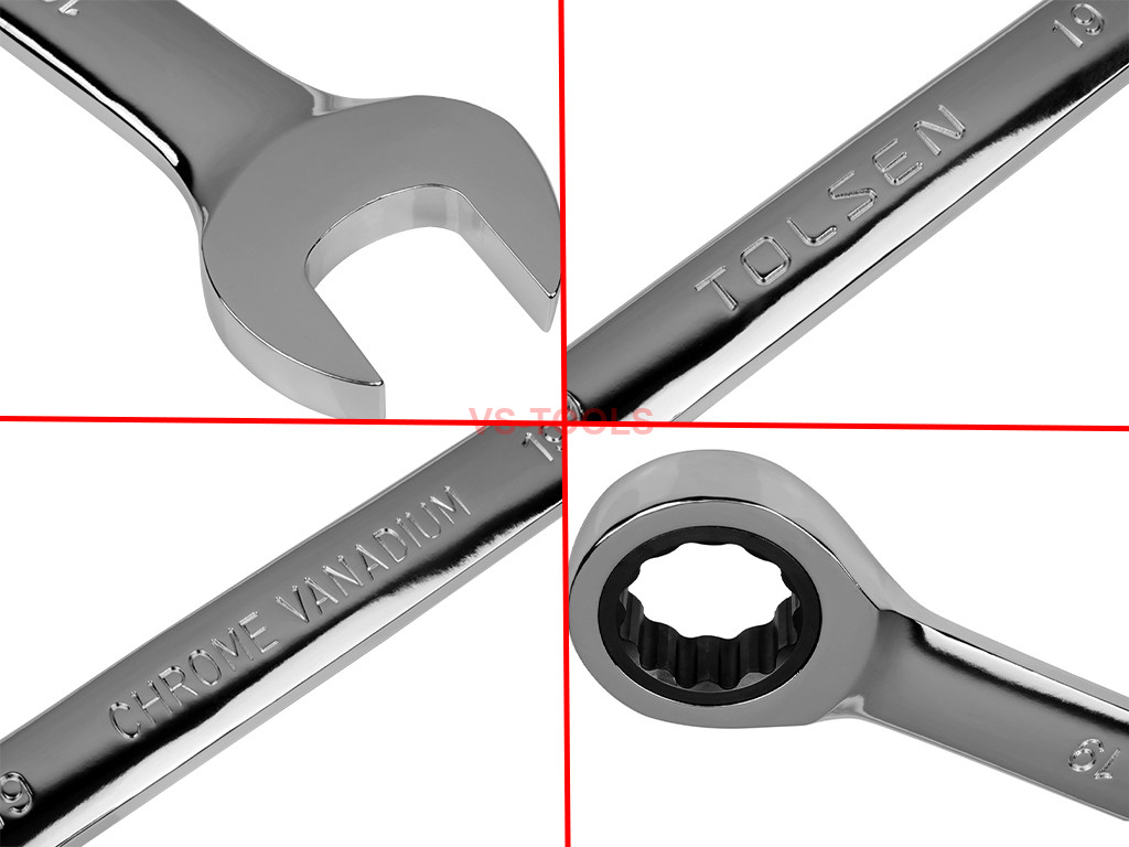 10mm Metric Chromed Ratchet Gear Spanner Fixed Head Combination